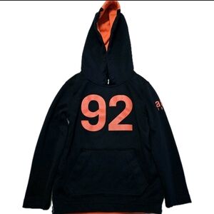 Abercrombie Kids A&F Active Black & Orange "92" Graphic Hoodie Size 5/6